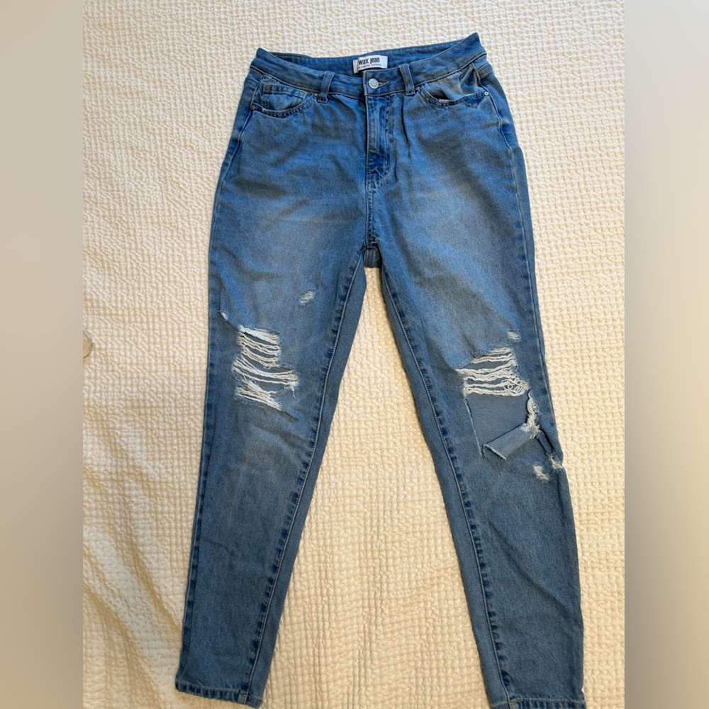 Fashion Nova Wax Jean, Size 11/30, light wash